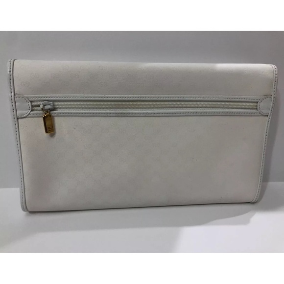 Gucci Authentic Vintage Bag Clutch GG Flap Monogram White - Picture 10 of 14